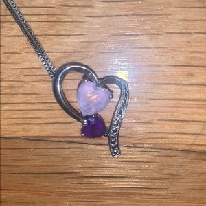 Zales Heart-Shaped Amethyst and Diamond Necklace